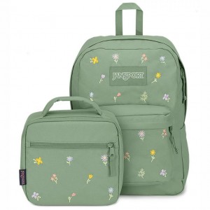 Mochilas escolares JanSport EMBROIDERED BLOSSOM BUNDLE Mochilas Verde | ECXMI97543