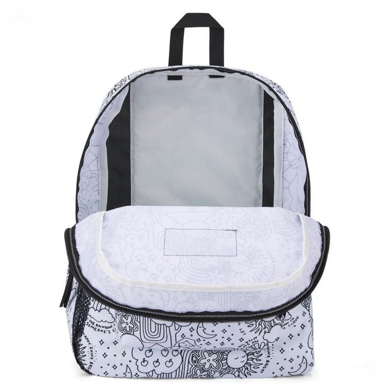 Mochilas escolares JanSport CROSS TOWN Mochilas Blancas Negras | TECWZ49388